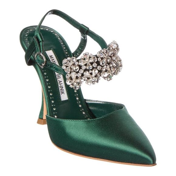 Manolo Blahnik Shoes - Manolo Blahnik Mabina 105 Satin Pump, Green